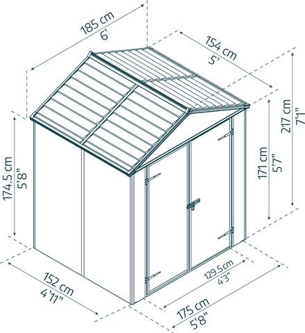 מחסן גינה 1.9x1.5 Rubicon אפור כהה מבית - Canopia
