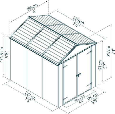 מחסן גינה 1.9x2.3 Rubicon אפור כהה מבית - Canopia