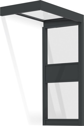 גגון Sophia אפור שקוף 1X1.6 עם קיר צד אחד מבית פלרם - Canopia