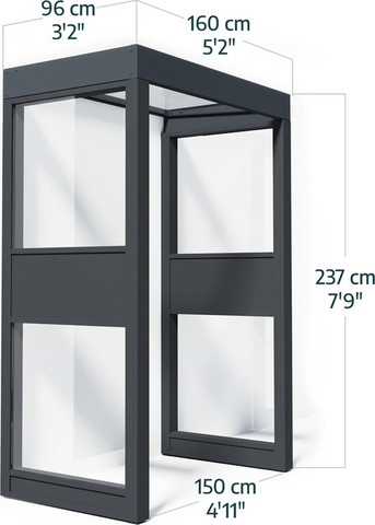 גגון Sophia אפור שקוף 1X2.2 עם שני קירות צד מבית פלרם - Canopia