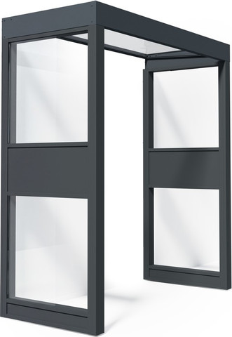 גגון Sophia אפור שקוף 1X1.6 עם שני קירות צד מבית פלרם - Canopia