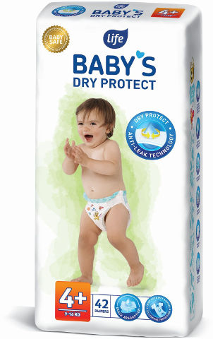 לייף בייביז חיתולים מידה +4 DRY PROTECT