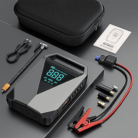 בוסטר התנעה לרכב עם קומפרסור מובנה 12000MAH