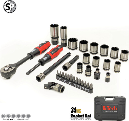 סט בוקסות ואביזרים 34 חלקים "Dual Spline DR3/8