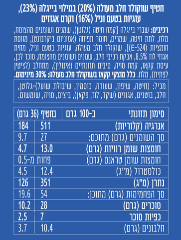 X חטיף שוקולד במילוי בייגלה עוגיות בטעם וניל וקרם אגוזים
