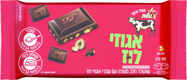 שוקולד חלב עם שברי אגוזי לוז