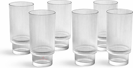 סט 6 כוסות שתייה זכוכית מעוצבות | 330 מ"ל | Stripe Glass