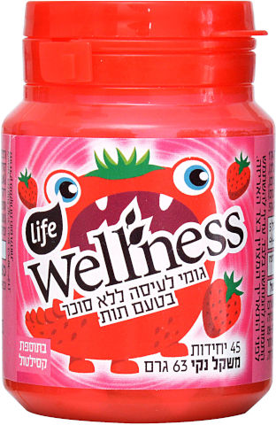 לייף וולנס מסטיק ללא סוכר בטעם תות