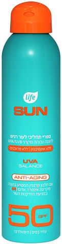 SUN ספריי תחליבי לעור רגיש SPF50 עמיד במים