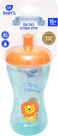 לייף בייביז בקבוק אימון לתינוק עם פיית ספורט 15+ חודשים 340 מ"ל