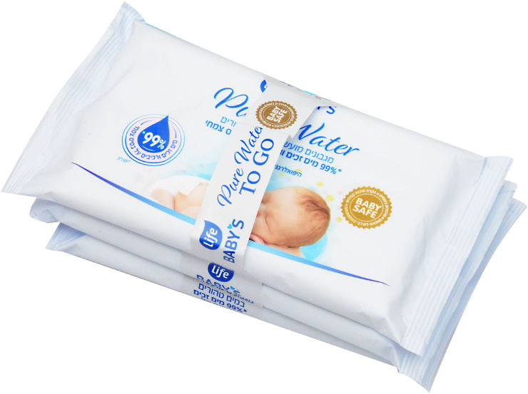 לייף בייביז שלישיית TO GO WATER PURE מגבונים לחים 24 יחידות