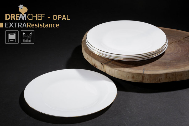 צלחת 28 ס״מ עם פס זהב OPAL