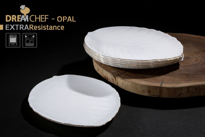 צלחת הגשה OPAL עלה פס זהב 30 ס"מ