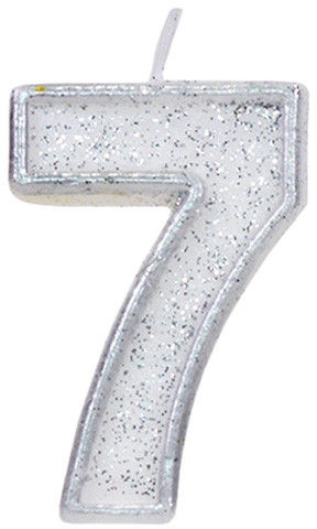 נר ספרה בודד כסף נוצץ- 7