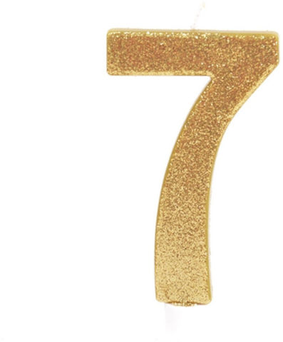 נר גדול מנצנץ מעמד לבן זהב - ספרה 7