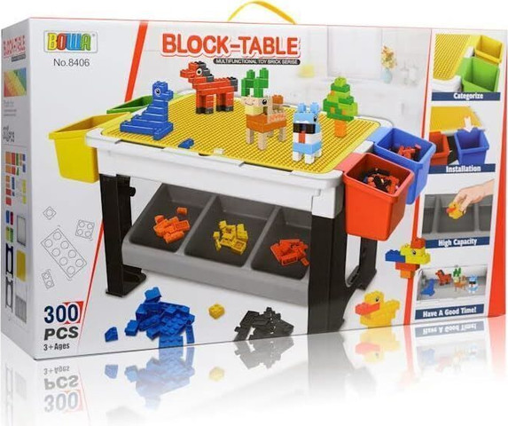 שולחן ומשחק בלוקים להרכבה 300 חלקים - Clip Toys