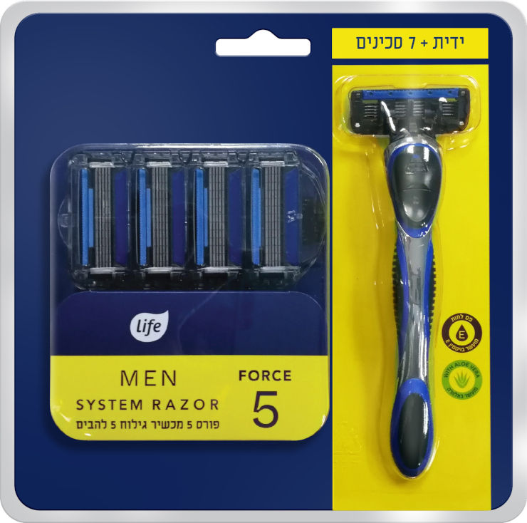 FORCE מכשיר גילוח 5 להבים לגבר + סכינים
