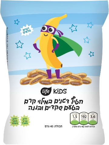 לייף קידס חטיף ממולא בקרם שקדים ובטעם בננה
