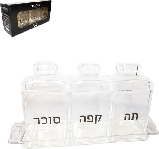 תה קפה סוכר עם מגש אקריליק