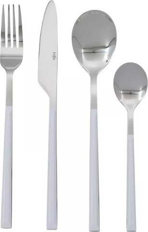 סט סכו”ם 24 חלקים ידית לבנה Bistro