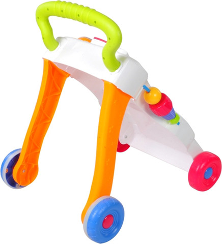 הליכון מנגן לתינוק עם גלגלי סיליקון מונעי החלקה, לוח ציור ופסנתר מנגן ומאיר