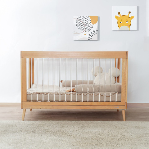 מיטת תינוק אמנדה עץ טבעי/אקריל - Amanda™ Baby Bed Natural/acrylic 130x70 cm