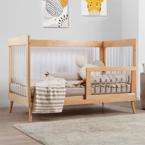 מגן למיטת תינוק אמנדה עץ טבעי/אקריל - Bed Rail Amanda Natural/Acrylic