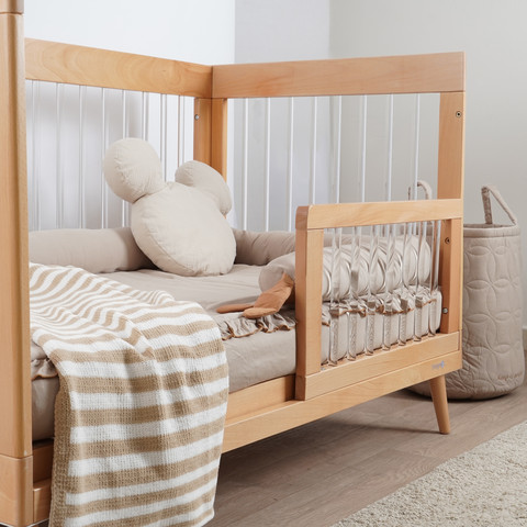 מגן למיטת תינוק אמנדה עץ טבעי/אקריל - Bed Rail Amanda Natural/Acrylic