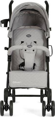 טיולון אוליבר Oliver מתקפל מגיל לידה עם גגון רחב, סלי אחסון ומחזיק כוס - אפור