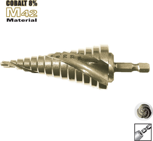 מקדח מדורג סופר קובלט M42 1/4" HEX 4-30 מ"מ | B.Tech