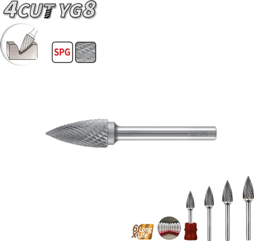 פצירת וידיה YG8 4CUT מסתובבת SPG – חרוט חד | B.Tech