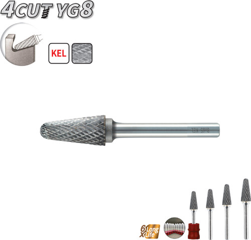 פצירת וידיה YG8 4CUT מסתובבת KEL – חרוט עם זווית | B.Tech
