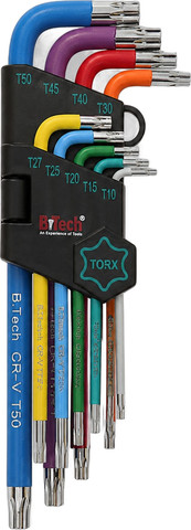 סט מפתחות טורקס (Torx) ארוך צבעוני 9 יח' T10-T50 | B.Tech