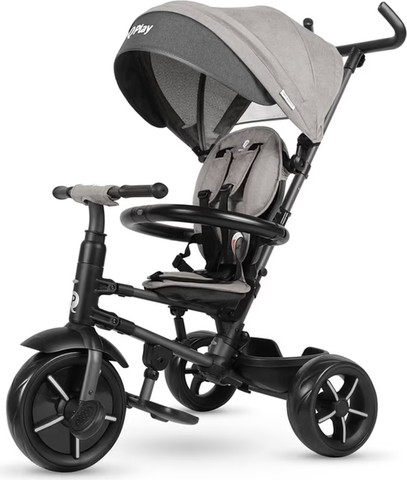 תלת אופן מתקפל ריטו סטאר Rito Star עם גגון XXL, גב גבוה וידית חדשה - אפור