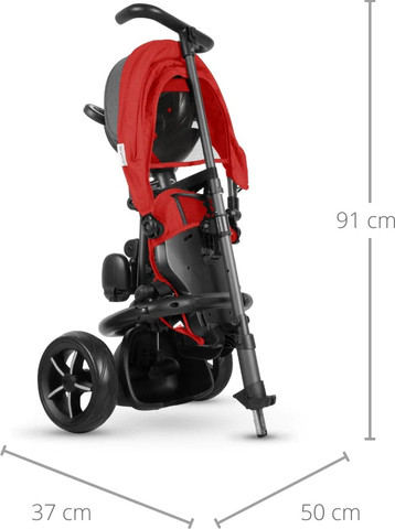 תלת אופן מתקפל ריטו סטאר Rito Star עם גגון XXL, גב גבוה וידית חדשה - אפור