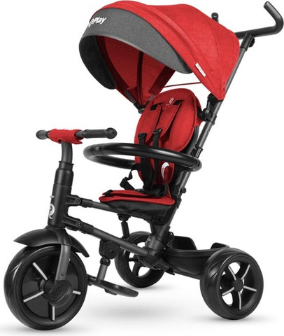 תלת אופן מתקפל ריטו סטאר Rito Star עם גגון XXL, גב גבוה וידית חדשה - אדום