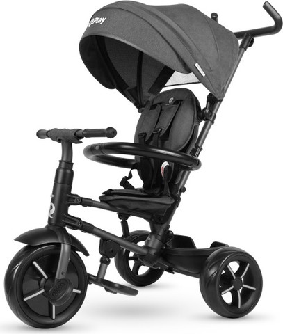 תלת אופן מתקפל ריטו סטאר Rito Star עם גגון XXL, גב גבוה וידית חדשה - שחור