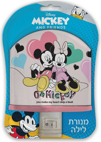 מנורת לילה עם חיבור לשקע חשמל - מיקי ומיני מאוס