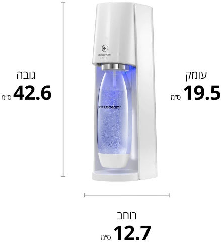 מכשיר ביתי חשמלי להכנת סודה ומשקאות מוגזים - כולל מיכל גז SodaStream סודהסטרים E-TERRA - לבן