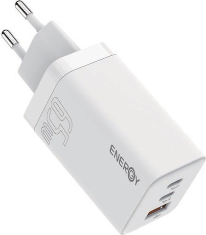 ראש מטען 65W כולל כבל Energy USB Type C To C אנרג'י Premium 2C+1QC PD65W