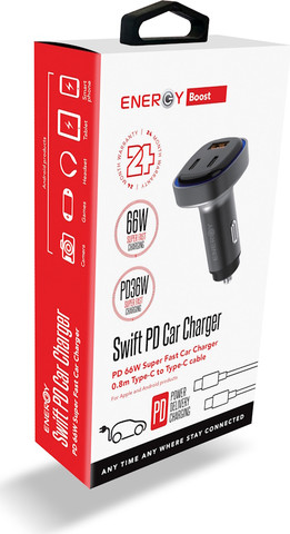 מטען רכב Energy 66W אנרג'י Swift 2C+1A PD66W