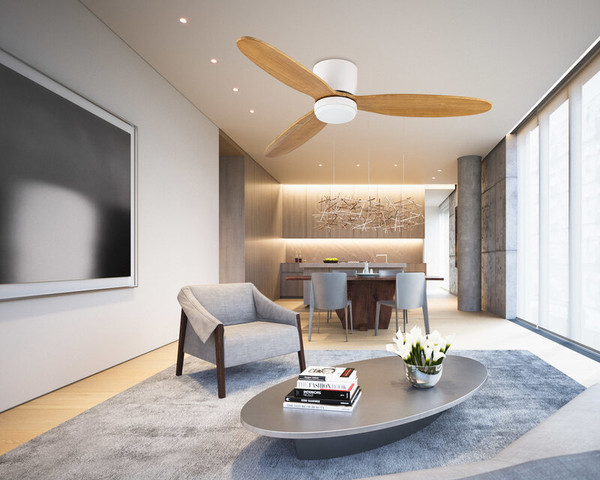 מאוורר תקרה חכם צבע לבן/מייפל  NISKO ROME 52'' SMART
