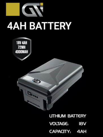 סוללת ליתיום נטענת GTI 4Ah 18V ג'י טי איי 4AH Battery
