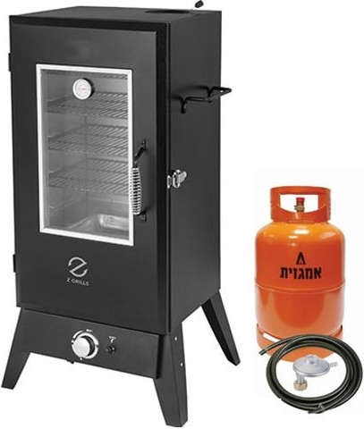 מעשנה על גז חלון SMOKY G-L + מיכל גז 5 ק"ג אמגזית + ווסת וצינור