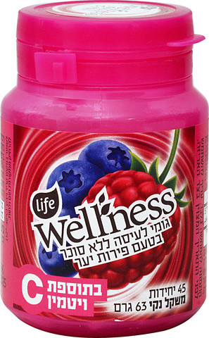 וולנס מסטיק ללא תוספת סוכר בטעם פירות יער