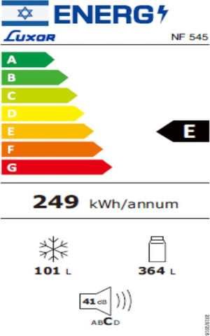 מקרר מקפיא עליון  465 ליטר Luxor לוקסור NF545 לבן
