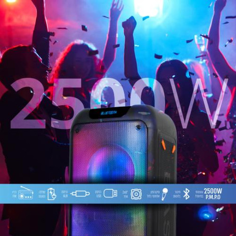 רמקול נייד 2500W עם מיקרופון אלחוטי דגם WOMB-208