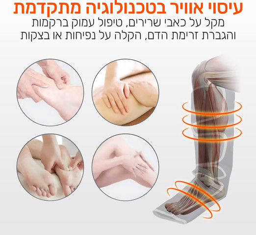 מכשיר עיסוי והרפיה לרגליים בשיטת לחץ אוויר דגם LEGCURE