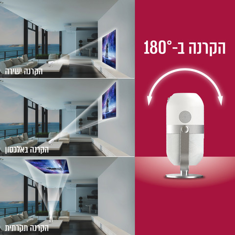 מקרן וידאו LUMENS 5000 עם טכנולוגיית שיקוף מסך WiFi דגם LUMINATOR ULTRA-50