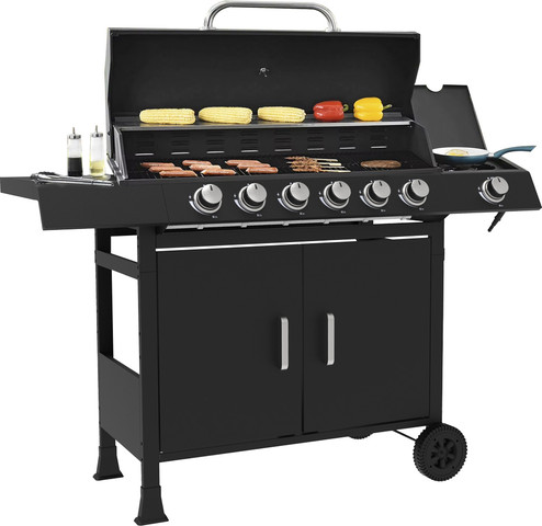 גריל גז 6 מבערי נירוסטה עם כירת צד 75,000BTU דגם PARILLA-75K